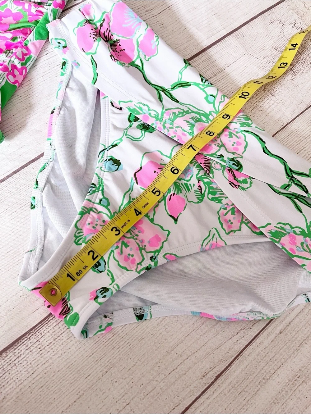 Lilly Pulitzer pink and green ruched front bikini bottoms